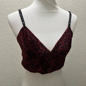 Serious Brand Red & Black Leopard V-Neck Crop Top